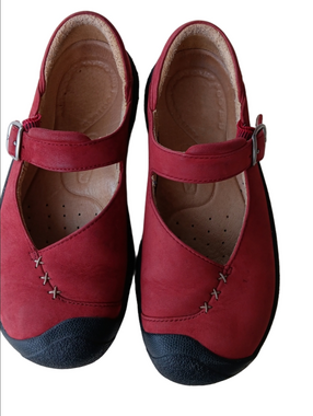 Keen Sydney Seattle Red Nubuck Leather Mary Jane Hiking Shoes Adjustable Strap